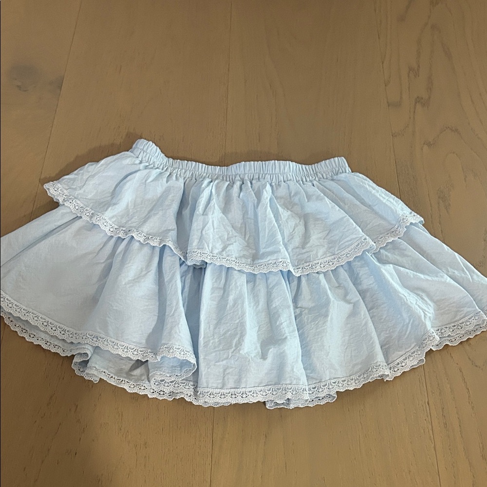 Francesca's Collections Sky Blue Tiered Mini Skirt